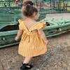 AGQT Baby Girls Plaid Dress Gingham Fly Sleeve Backless Summer Dresses Spring Smocked Birthday Easter Dresses Light Orange Size 6-12 Months view 4