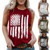 4th of july tank tops for women, womens sleeveless shirts, 4th of July Tank Tops Women Patriotic American Flag Distressed Graphic Tank independent Day Tee Top view 4