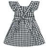 AGQT Baby Girls Plaid Dress Gingham Fly Sleeve Backless Summer Dresses Spring Smocked Birthday Easter Dresses Black Size 12-18 Months view 1