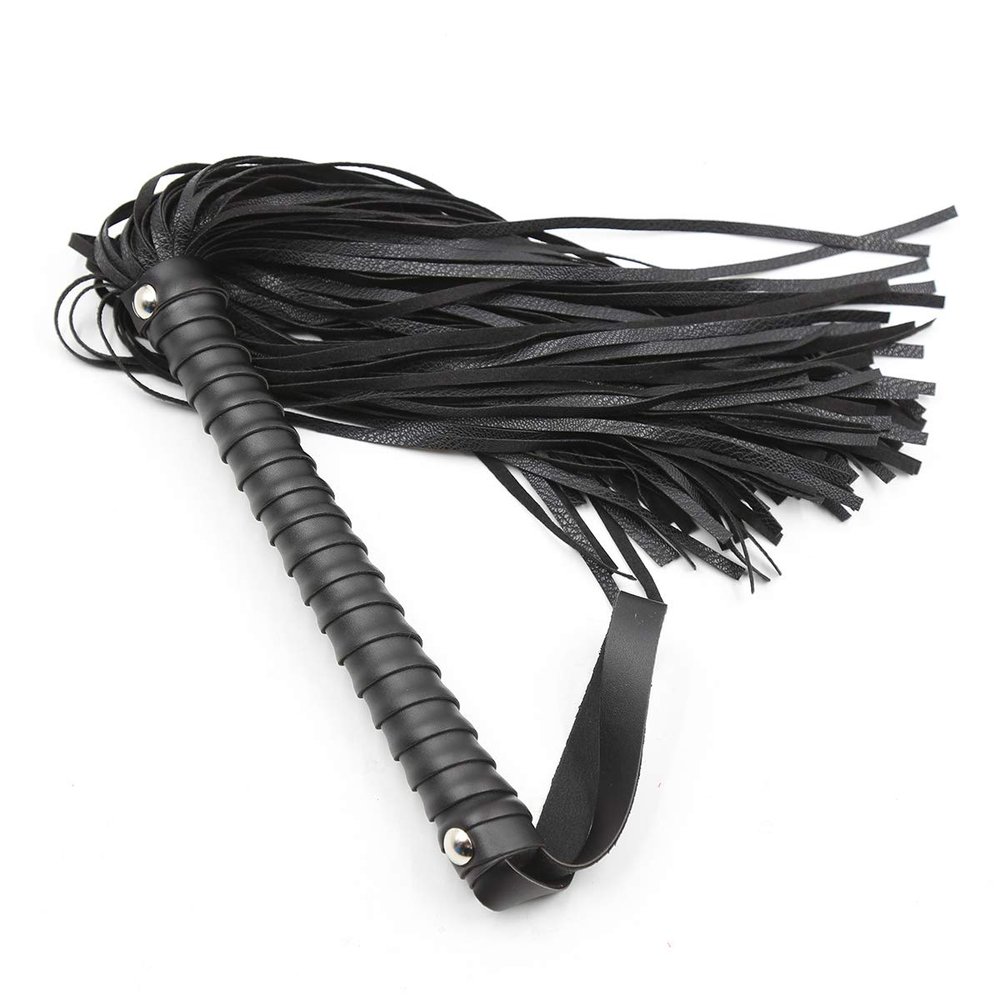 JiaNisAdrA Black, White, red, Three Styles with Nail Whip, Double Nail Spiral Handle Loose Whip Horse Riding Crop, Role-Playing Props (Black)