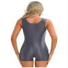 YiZYiF Women's Oil Glossy Satin Sleeveless Sports Swimming Surfing Suits Short Jumpsuit Swimwear Grey Large view 2