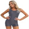 YiZYiF Women's Oil Glossy Satin Sleeveless Sports Swimming Surfing Suits Short Jumpsuit Swimwear Grey Large view 3