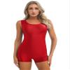 YiZYiF Women's Oil Glossy Satin Sleeveless Sports Swimming Surfing Suits Short Jumpsuit Swimwear Burgundy X-Large view 4