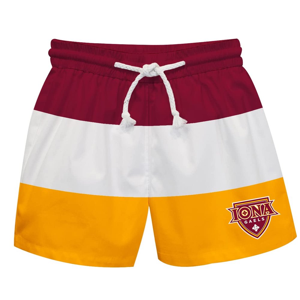 Vive La Fete Iona College Boy's Swim Trunks Kid Shorts - Toddler Boy Swimwear Quick Dry 4-Way Stretch Swimming Trunks