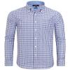 Alimens & Gentle Mens Plaid Button Down Shirts Long Sleeve Blue Gingham Regular Fit Shirt Formal Business Dress Shirt view 1