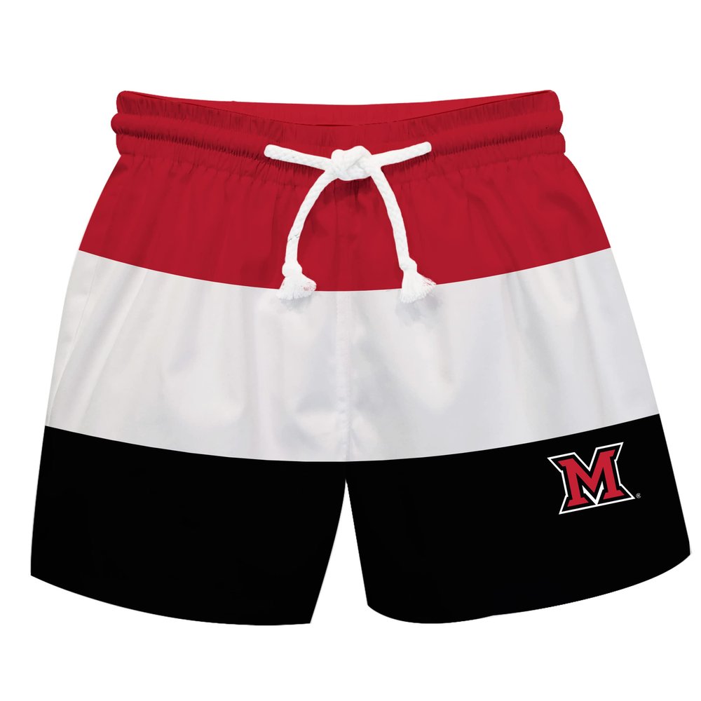 Vive La Fete MIAMI UNIVERSITY Boy's Swim Trunks Kid Shorts - Toddler Boy Swimwear Quick Dry 4-Way Stretch Swimming Trunks