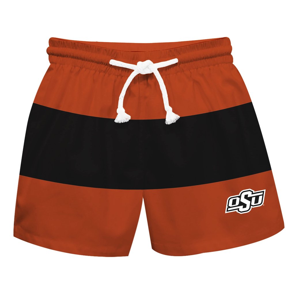Vive La Fete Oklahoma State University Cowboys Boy's Swim Trunks Kid Shorts - Toddler Boy Swimwear Quick Dry 4-Way Stretch Swimming Trunks