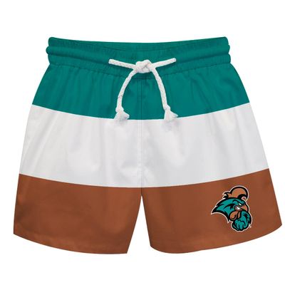 Vive La Fete Coastal Carolina University Boy's Swim Trunks Kid Shorts - Toddler Boy Swimwear Quick Dry 4-Way Stretch Swimming Trunks