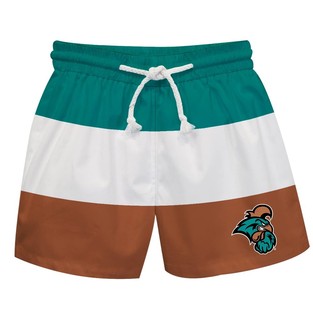 Vive La Fete Coastal Carolina University Boy's Swim Trunks Kid Shorts - Toddler Boy Swimwear Quick Dry 4-Way Stretch Swimming Trunks