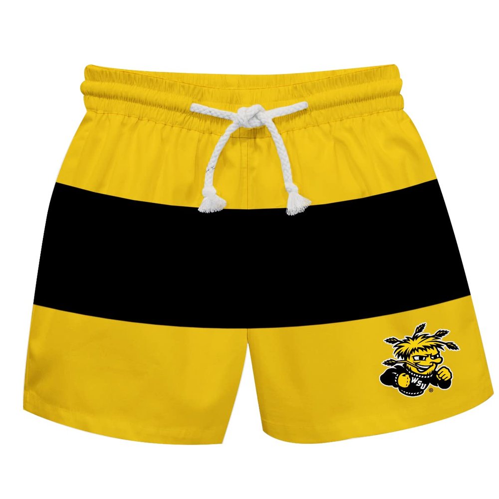 Vive La Fete WICHITA STATE UNIVERSITY Boy's Swim Trunks Kid Shorts - Toddler Boy Swimwear Quick Dry 4-Way Stretch Swimming Trunks