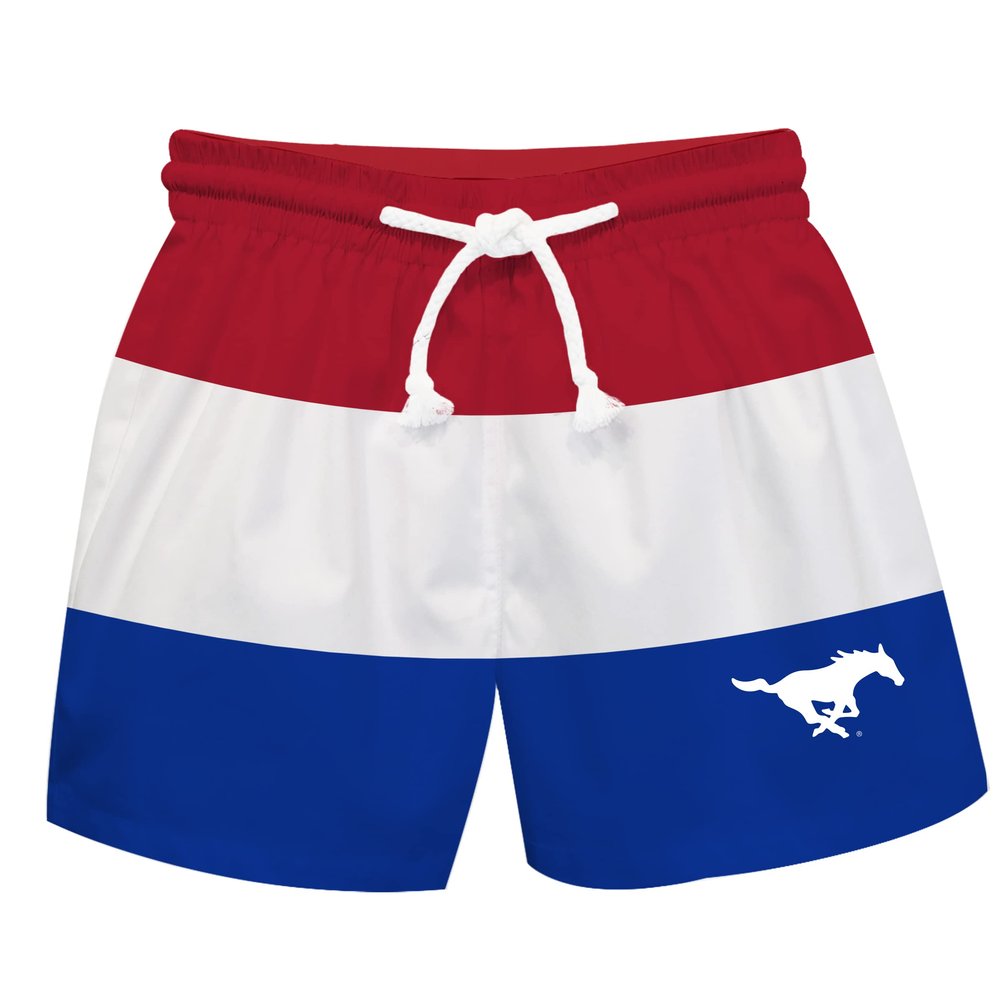 Vive La Fete SMU Mustangs Boy's Swim Trunks Kid Shorts - Toddler Boy Swimwear Quick Dry 4-Way Stretch Swimming Trunks