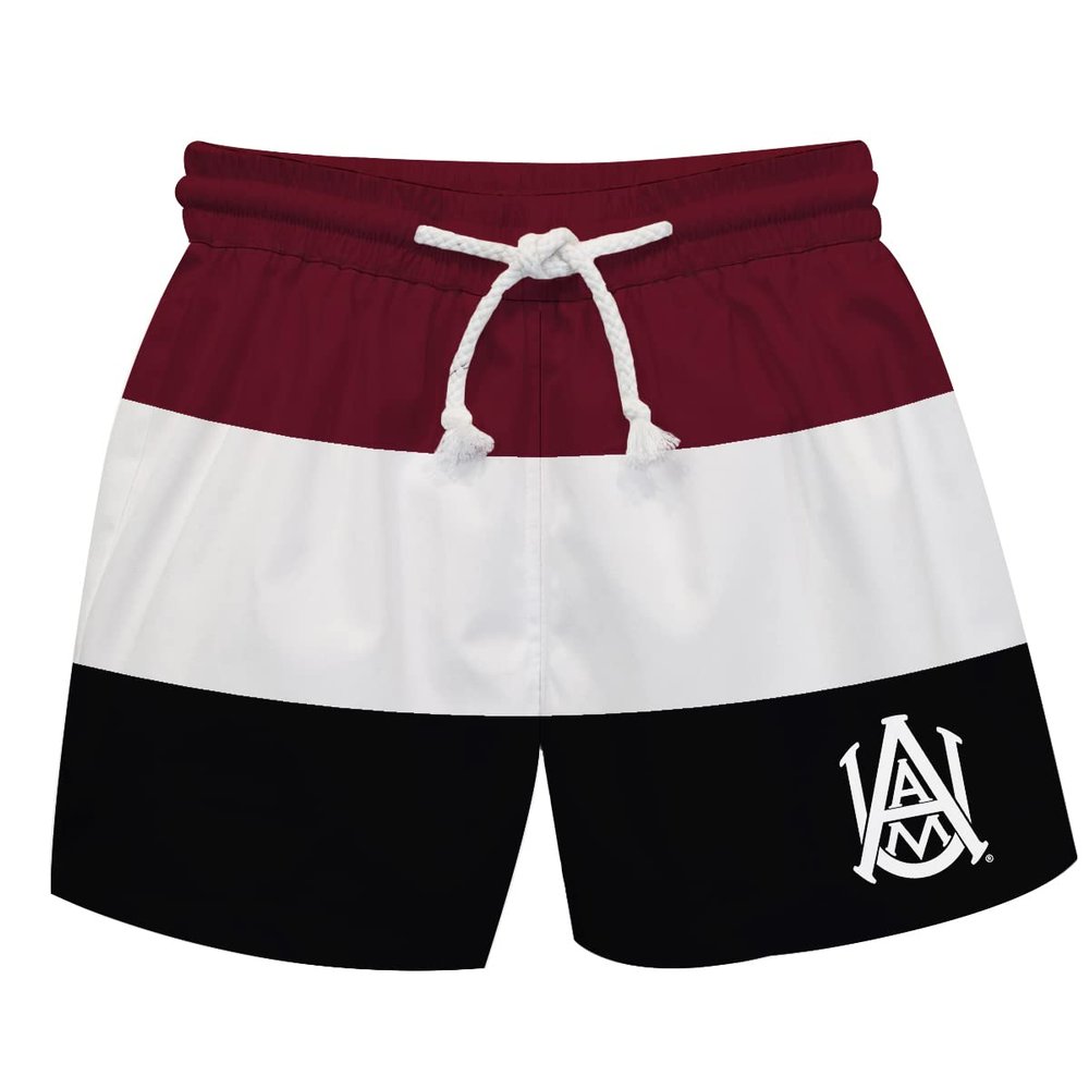 Vive La Fete ALABAMA A&M UNIVERSITY Boy's Swim Trunks Kid Shorts - Toddler Boy Swimwear Quick Dry 4-Way Stretch Swimming Trunks
