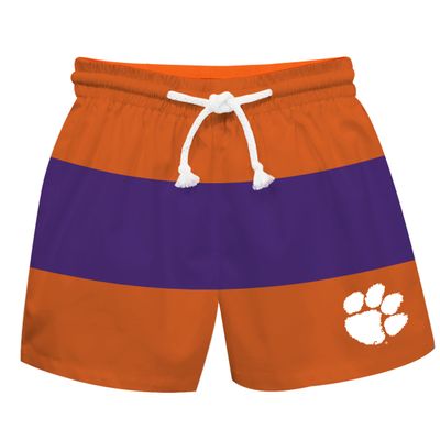 Vive La Fete Clemson Tigers Boy's Swim Trunks Kid Shorts - Toddler Boy Swimwear Quick Dry 4-Way Stretch Swimming Trunks