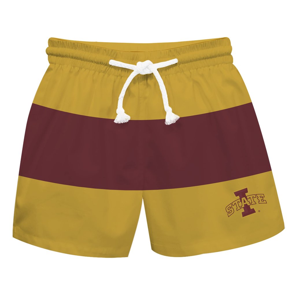 Vive La Fete IOWA STATE UNIVERSITY Boy's Swim Trunks Kid Shorts - Toddler Boy Swimwear Quick Dry 4-Way Stretch Swimming Trunks
