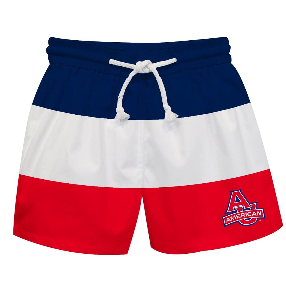 Vive La Fete AMERICAN UNIVERSITY Boy's Swim Trunks Kid Shorts - Toddler Boy Swimwear Quick Dry 4-Way Stretch Swimming Trunks