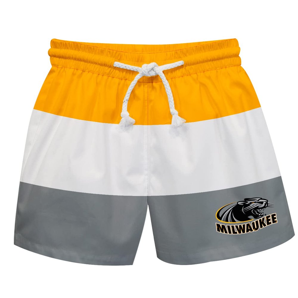 Vive La Fete UNIVERSITY of WISCONSIN MILWAUKE Boy's Swim Trunks Kid Shorts - Toddler Boy Swimwear Quick Dry 4-Way Stretch Swimming Trunks