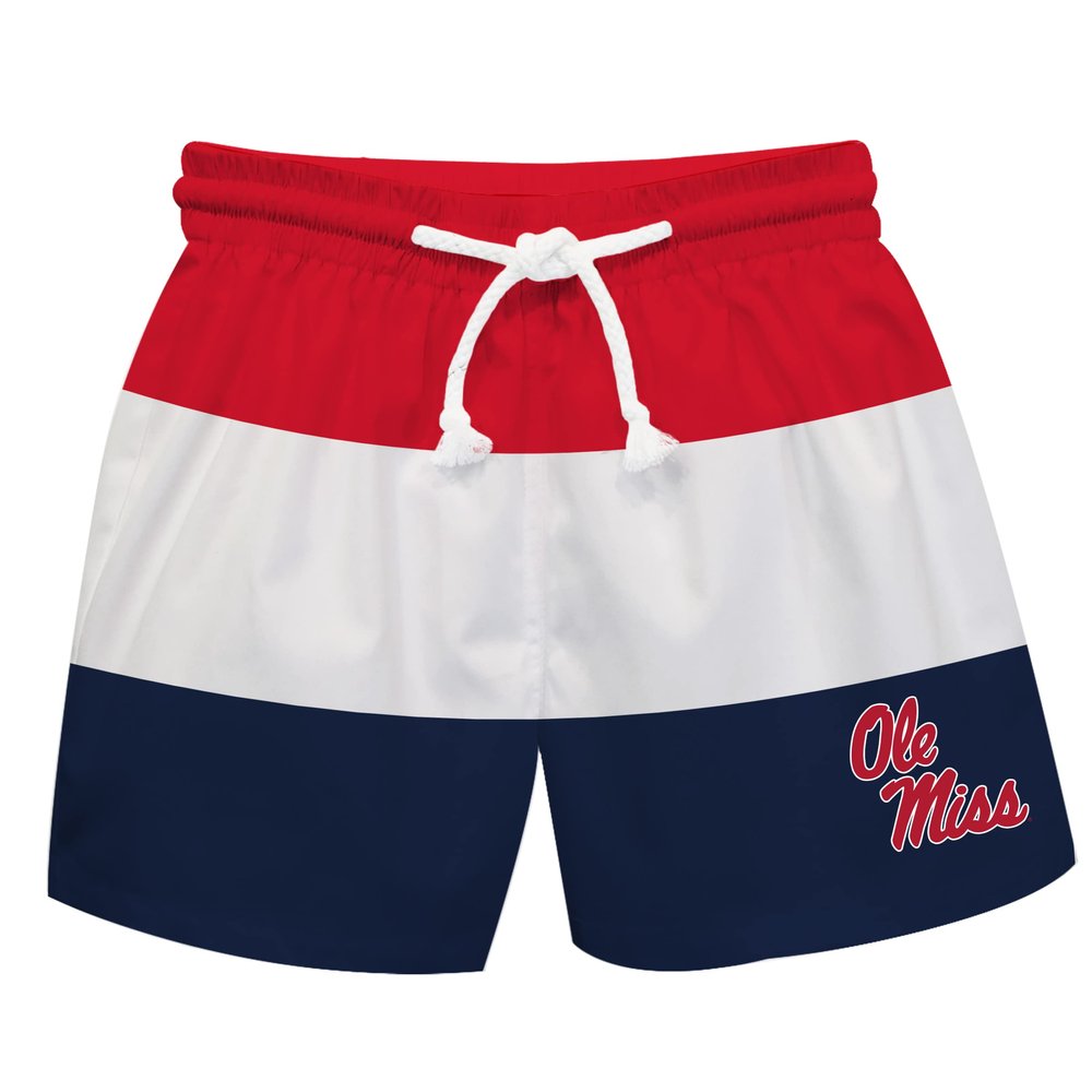 Vive La Fete Ole Miss Rebels Boy's Swim Trunks Kid Shorts - Toddler Boy Swimwear Quick Dry 4-Way Stretch Swimming Trunks