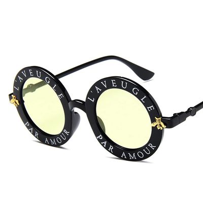 Small Round Women Sunglasses Vintage Shades Black Metal Color Glasses