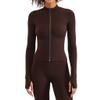 BaronHong Women's Stretchy Lightweight Track Jacket Full Zip Slim Fit Yoga Running Athletic Jackets with Thumb Holes(Brown,M) view 1
