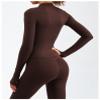 BaronHong Women's Stretchy Lightweight Track Jacket Full Zip Slim Fit Yoga Running Athletic Jackets with Thumb Holes(Brown,M) view 2