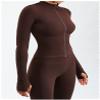 BaronHong Women's Stretchy Lightweight Track Jacket Full Zip Slim Fit Yoga Running Athletic Jackets with Thumb Holes(Brown,M) view 4