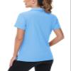 TACVASEN Women Polo Shirts V-Neck Polos UPF 50+ Short Sleeve Golf Shirt for Work UV Protection Collared Shirt, Waterfall Blue, S view 2