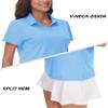 TACVASEN Women Polo Shirts V-Neck Polos UPF 50+ Short Sleeve Golf Shirt for Work UV Protection Collared Shirt, Waterfall Blue, S view 4