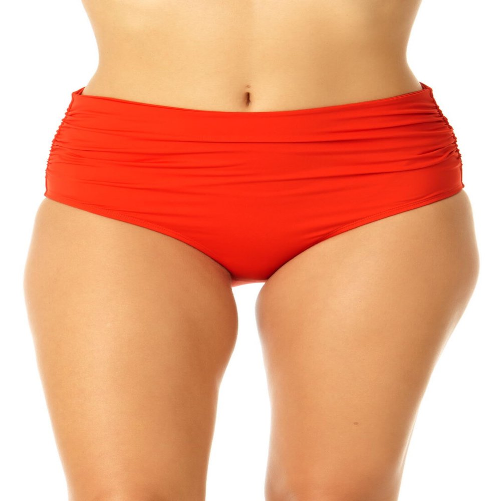 Anne Cole Womens High Waist Fold Over Shirred Swimsuit Bikini Bottoms