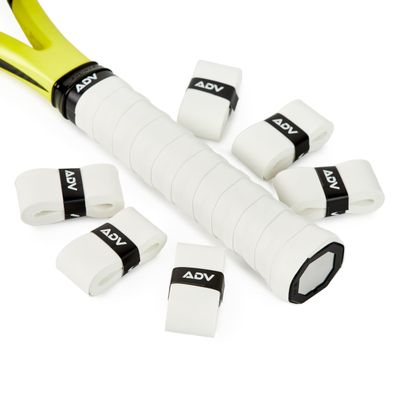 ADV Dry Tennis Overgrip Tape - 3, 12, 30, 60 Pack - FeltTac Tennis Racket Grip Tape - Ultra Absorbent Tennis Grip Tape - Comfort Tennis Racket Grips - Tennis Grips Overgrip (6-Pack White)