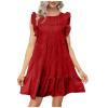 Babydoll Dresses for Women,2023 Summer Plus Size Casual Cute Petite Dress Sleeveless Tiered Ruffle Pleated Flowy Swing Boho Beach mini Maternity T-Shirt Dress Vacation Outfits(A-Red,XL) view 1