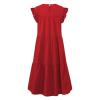 Babydoll Dresses for Women,2023 Summer Plus Size Casual Cute Petite Dress Sleeveless Tiered Ruffle Pleated Flowy Swing Boho Beach mini Maternity T-Shirt Dress Vacation Outfits(A-Red,XL) view 2