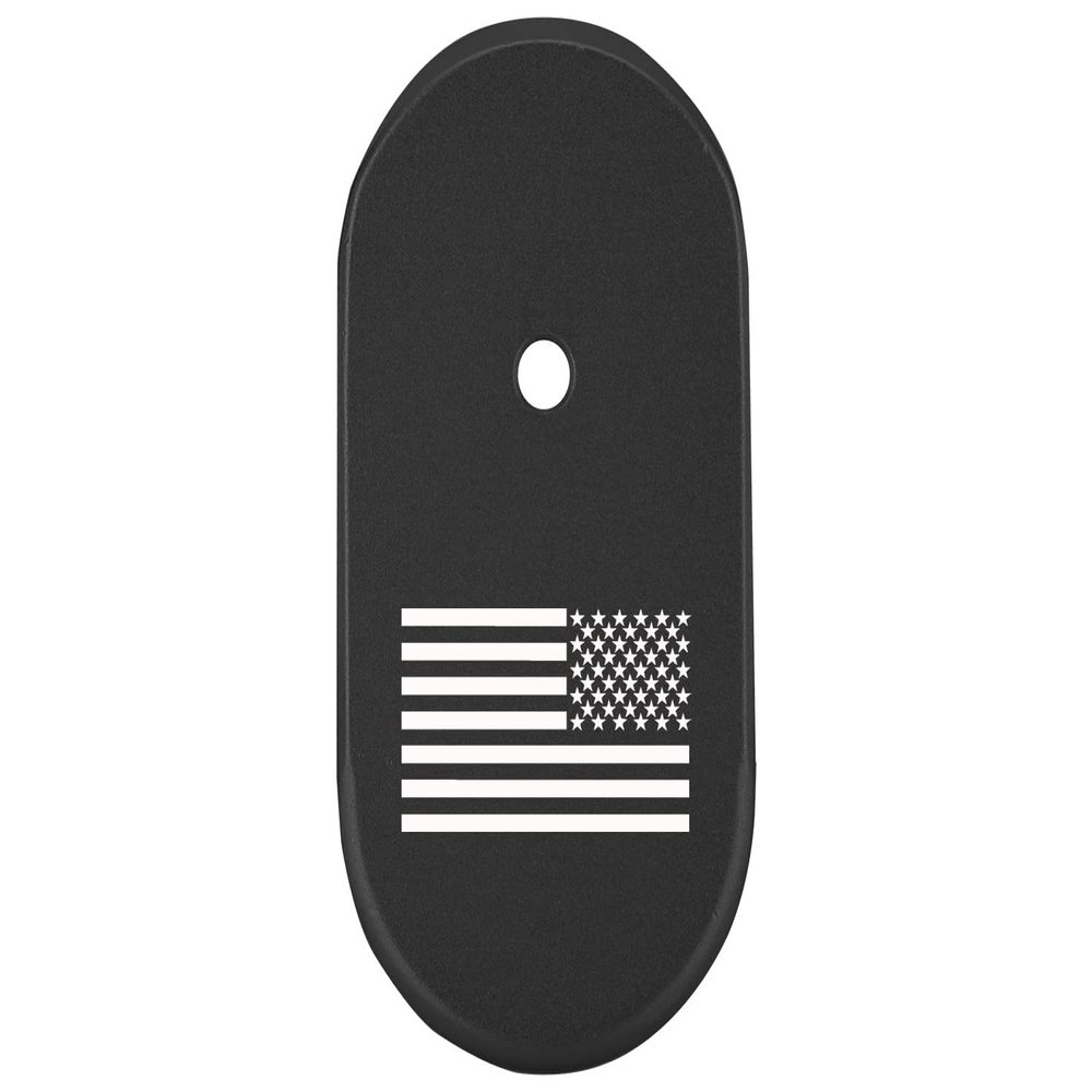 NDZ Performance Magazine Base Plate Finger Extension for Smith & Wesson CSX 9mm 10 Round  US Battle Flag, Laser Engraved Anodized Aluminum in Black
