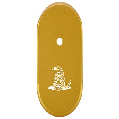 NDZ Performance Magazine Base Plate Finger Extension for Smith & Wesson CSX 9mm 10 Round Don't Tread On Me Snake Only, Laser Engraved Anodized Aluminum in Gold