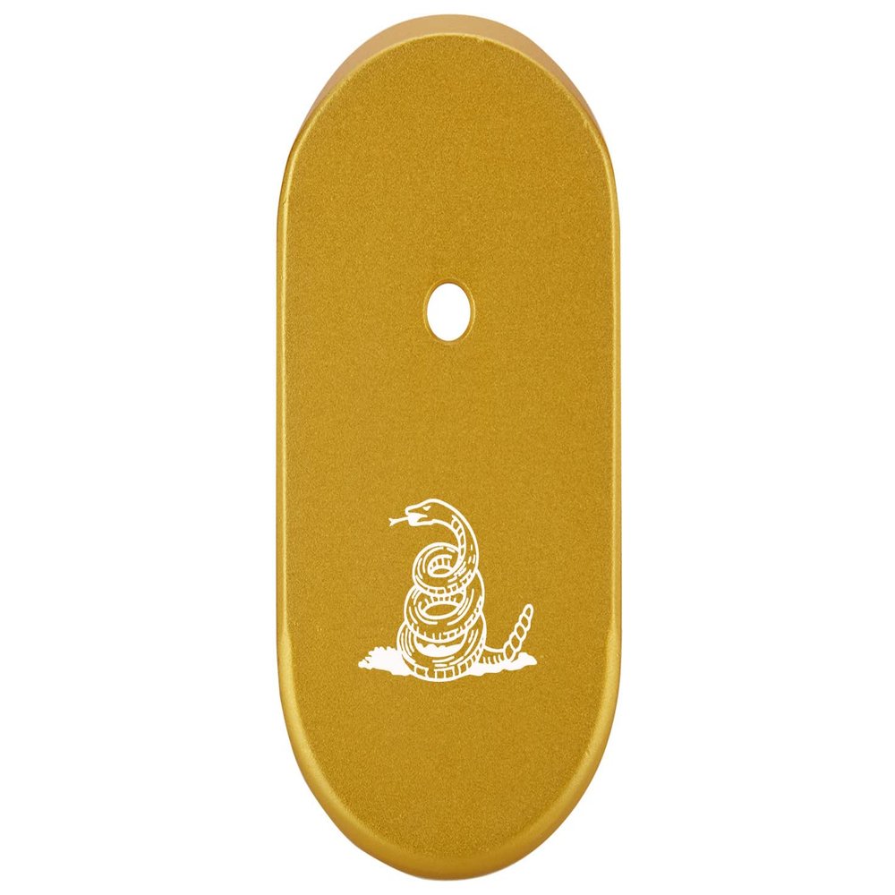 NDZ Performance Magazine Base Plate Finger Extension for Smith & Wesson CSX 9mm 10 Round Don't Tread On Me Snake Only, Laser Engraved Anodized Aluminum in Gold