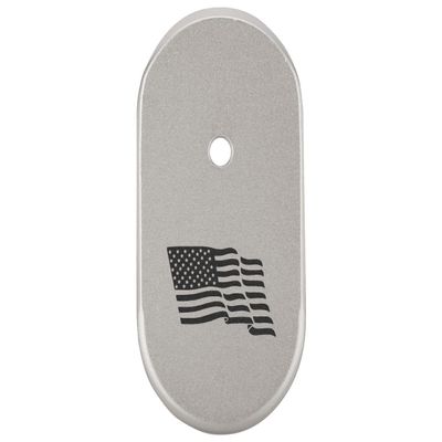 NDZ Performance Magazine Base Plate Finger Extension for Smith & Wesson CSX 9mm 10 Round US Wave Flag, Laser Engraved Anodized Aluminum in Silver