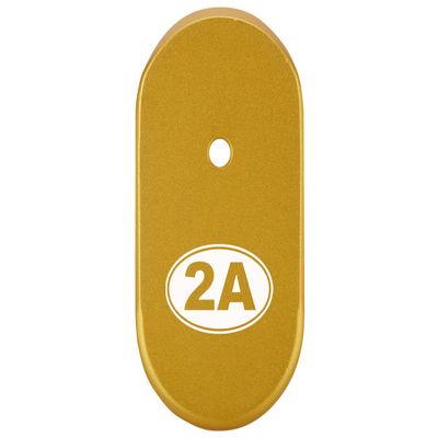 NDZ Performance Magazine Base Plate Finger Extension for Smith & Wesson CSX 9mm 10 Round 2A Second Amendment Emblem, Laser Engraved Anodized Aluminum in Gold