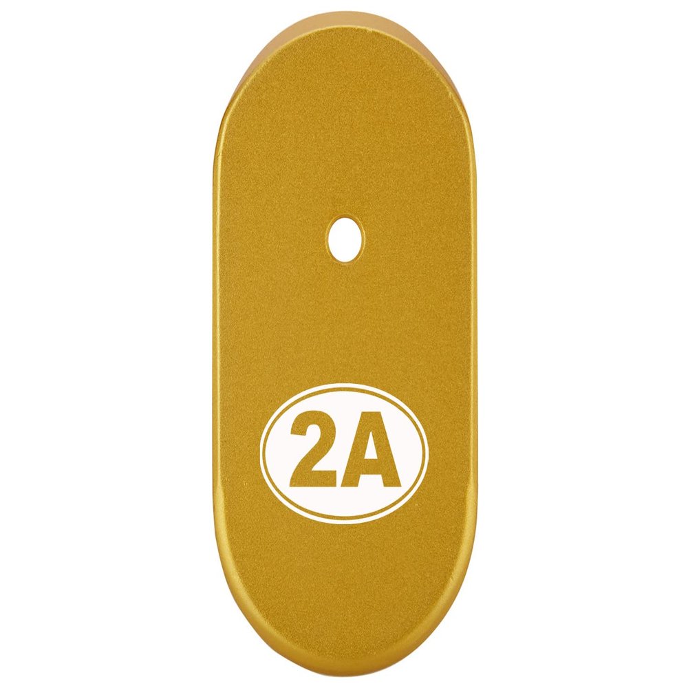 NDZ Performance Magazine Base Plate Finger Extension for Smith & Wesson CSX 9mm 10 Round 2A Second Amendment Emblem, Laser Engraved Anodized Aluminum in Gold