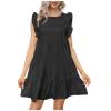 Babydoll Dresses for Women,2023 Summer Plus Size Casual Cute Petite Dress Sleeveless Tiered Ruffle Pleated Flowy Swing Boho Beach mini Maternity T-Shirt Dress Vacation Outfits(A-Black,5XL) view 1