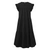 Babydoll Dresses for Women,2023 Summer Plus Size Casual Cute Petite Dress Sleeveless Tiered Ruffle Pleated Flowy Swing Boho Beach mini Maternity T-Shirt Dress Vacation Outfits(A-Black,5XL) view 3