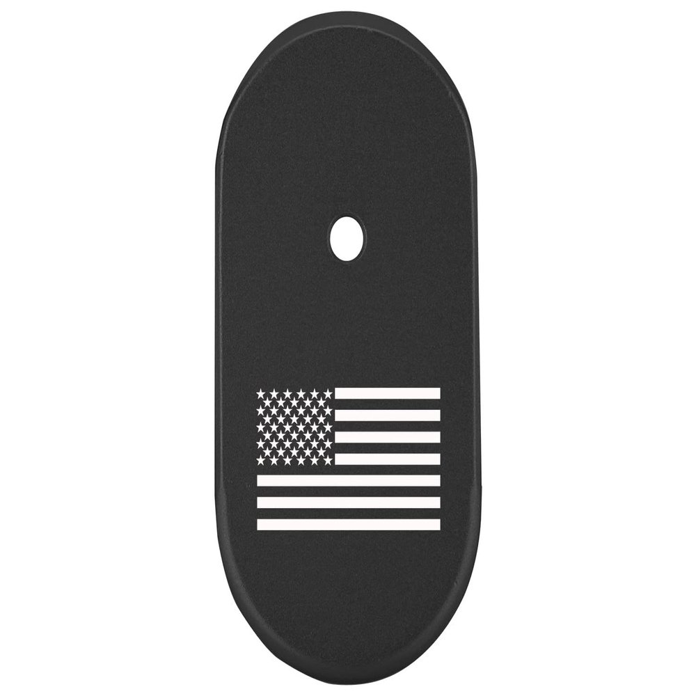 NDZ Performance Magazine Base Plate Finger Extension for Smith & Wesson CSX 9mm 10 Round  US Flag, Laser Engraved Anodized Aluminum in Black