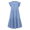 Babydoll Dresses for Women,2023 Summer Plus Size Casual Cute Petite Dress Sleeveless Tiered Ruffle Pleated Flowy Swing Boho Beach mini Maternity T-Shirt Dress Vacation Outfits(A-Light Blue,L) view 2