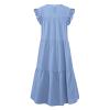 Babydoll Dresses for Women,2023 Summer Plus Size Casual Cute Petite Dress Sleeveless Tiered Ruffle Pleated Flowy Swing Boho Beach mini Maternity T-Shirt Dress Vacation Outfits(A-Light Blue,L) view 3
