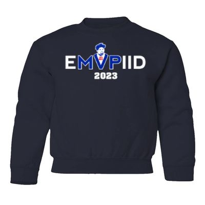 superhotapparel MVPIID Embiid 2023 Best Player Philadelphia Basketbal Youth Crewneck Sweatshirt (Navy, Youth X-Large)