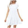 Babydoll Dresses for Women,2023 Summer Plus Size Casual Cute Petite Dress Sleeveless Tiered Ruffle Pleated Flowy Swing Boho Beach mini Maternity T-Shirt Dress Vacation Outfits(A-White,5XL) view 1