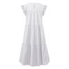 Babydoll Dresses for Women,2023 Summer Plus Size Casual Cute Petite Dress Sleeveless Tiered Ruffle Pleated Flowy Swing Boho Beach mini Maternity T-Shirt Dress Vacation Outfits(A-White,5XL) view 2