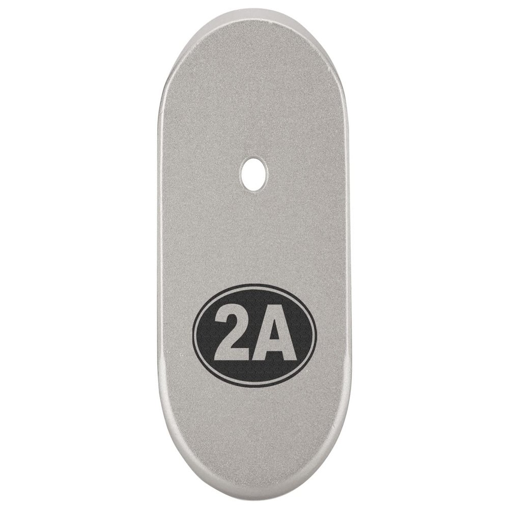 NDZ Performance Magazine Base Plate Finger Extension for Smith & Wesson CSX 9mm 10 Round  2A Second Amendment Emblem, Laser Engraved Anodized Aluminum in Silver