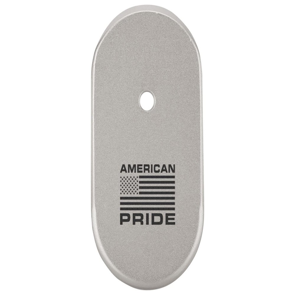 NDZ Performance Magazine Base Plate Finger Extension for Smith & Wesson CSX 9mm 10 Round American Pride US Flag, Laser Engraved Anodized Aluminum in Silver