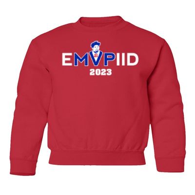 MVPIID Embiid 2023 Best Player Philadelphia Basketbal Youth Crewneck Sweatshirt (Red, Youth Small)