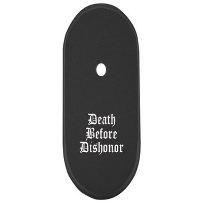 NDZ Performance Magazine Base Plate Finger Extension for Smith & Wesson CSX 9mm 10 Round  Death Before Dishonor, Laser Engraved Anodized Aluminum in Black