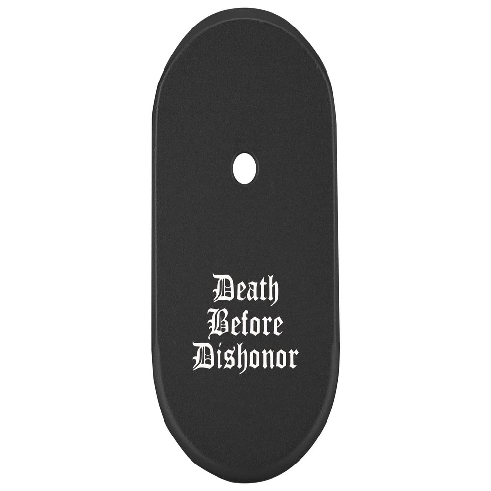 NDZ Performance Magazine Base Plate Finger Extension for Smith & Wesson CSX 9mm 10 Round  Death Before Dishonor, Laser Engraved Anodized Aluminum in Black